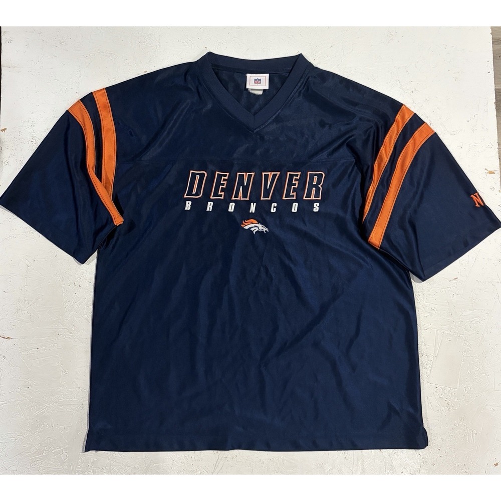 Vintage‎ NFL Denver Broncos Embroidered Shirt Jersey Mens XL Blue Football